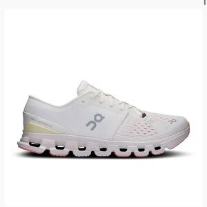 On Running Women’s Cloud Running Shoe — White with Pale Yellow and Pink Accents